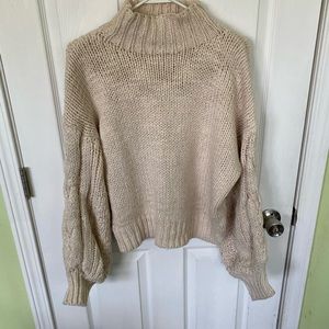 Forever 21 Chunky Knit Turtleneck & Balloon Sleeves Sweater